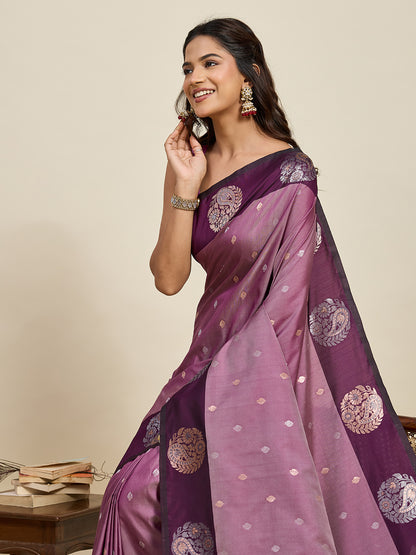 Dusty Pink Soft Silk Saree With Silver Banarasi Zari Weaving Work | Festive Wear – JaipurSaaj