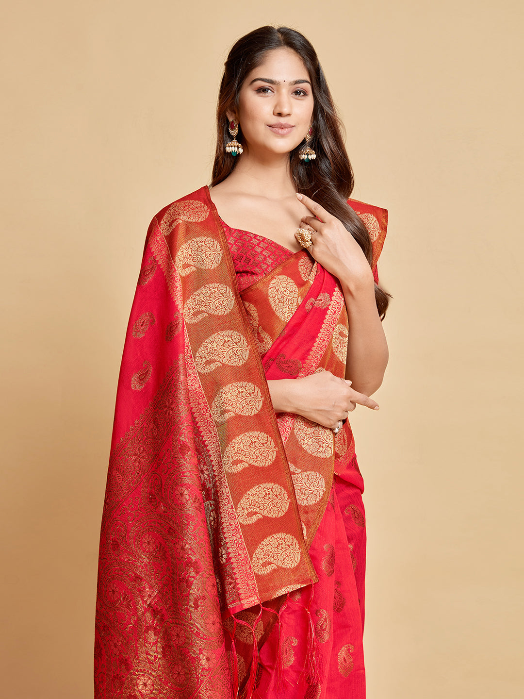 Pink Chanderi Cotton Saree With Woven Design | Traditional Festive Ethnic Wear – JaipurSaaj