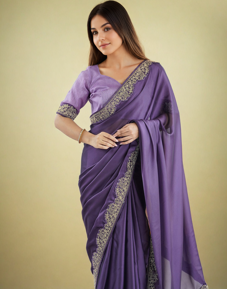 Lavender Fancy Rangoli Silk Saree Coding Work