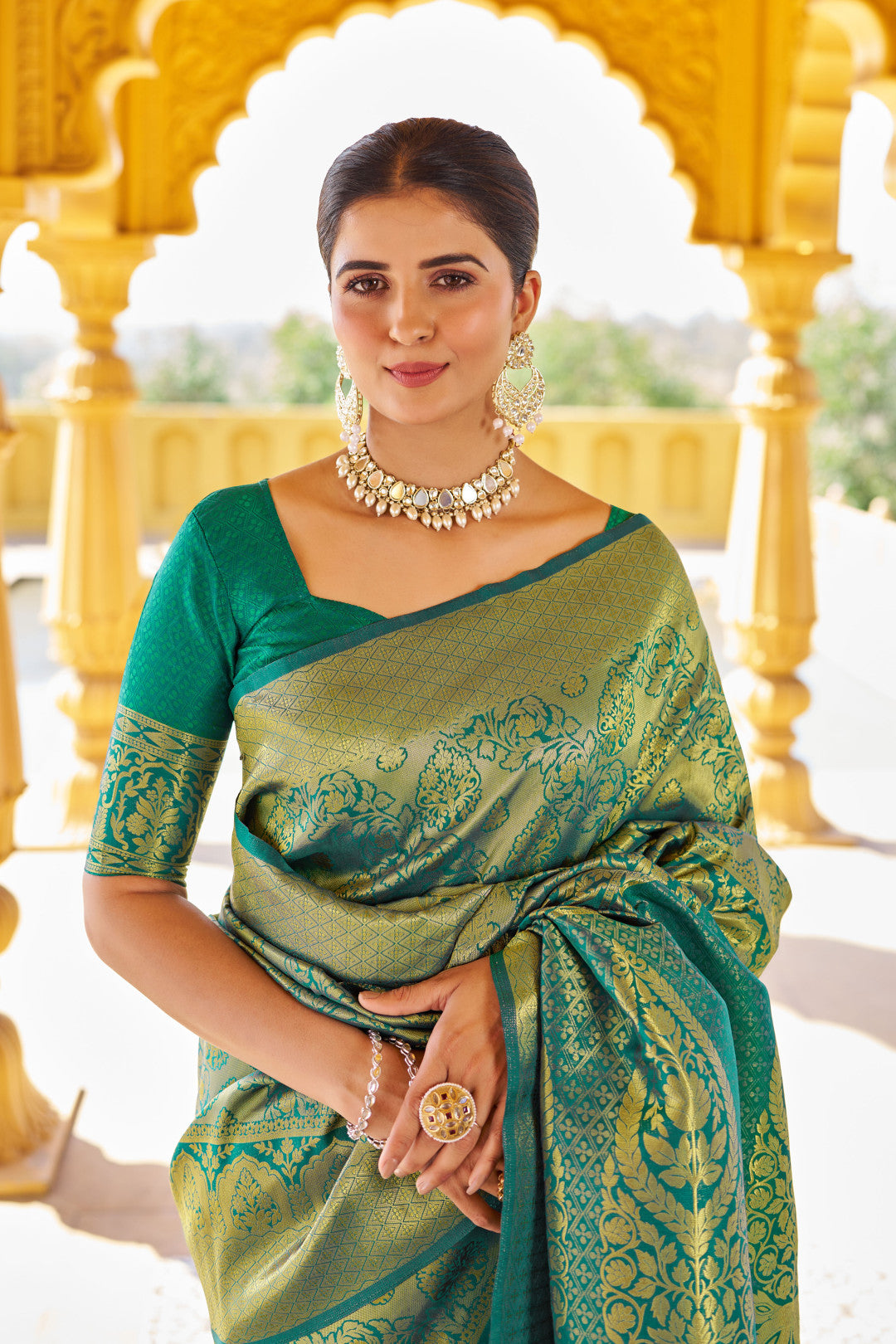 Green Soft Silk Saree With Zari Weaving Work | Party & Wedding Wear – JaipurSaaj