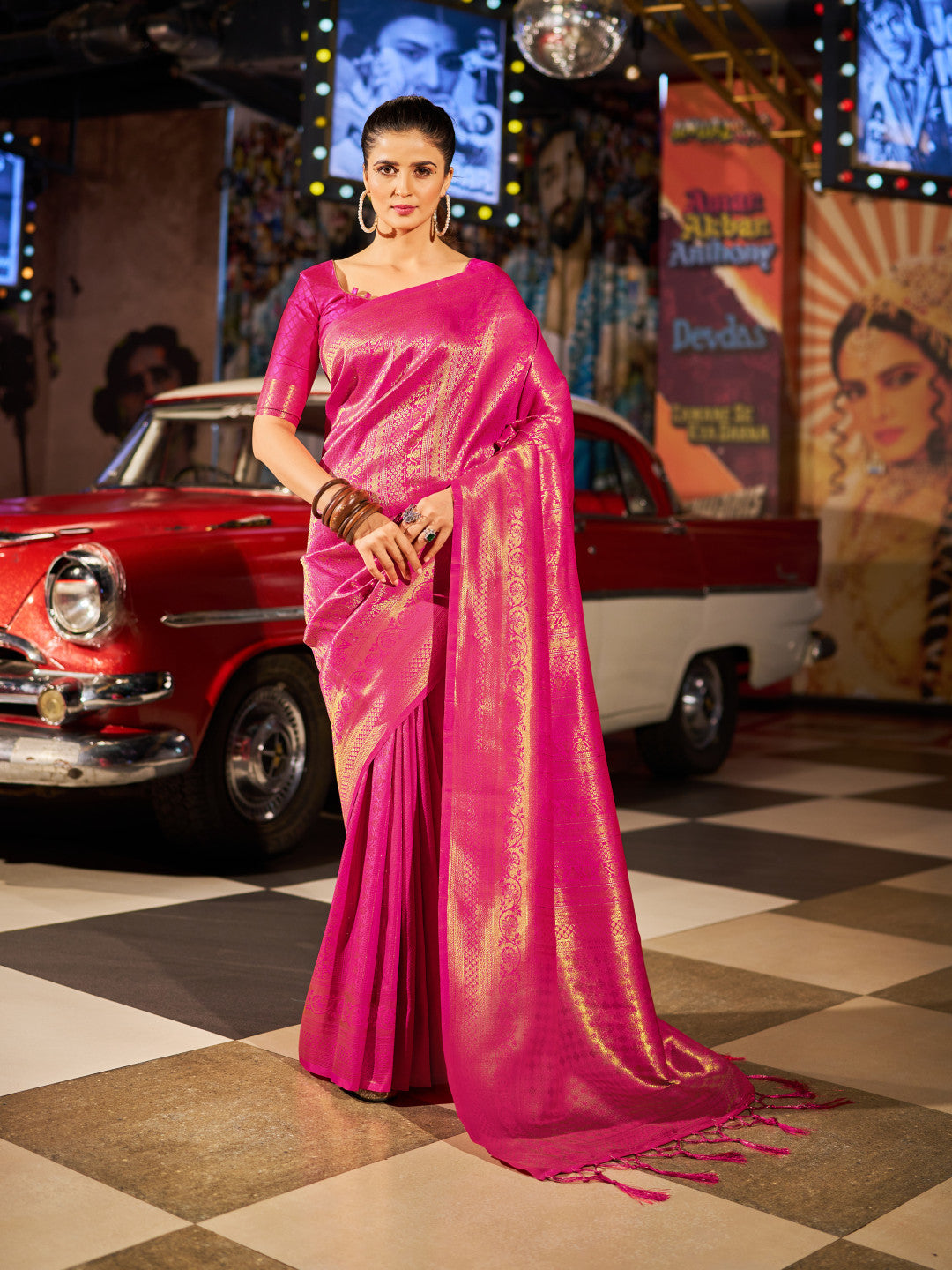 Pink Soft Silk Saree With Zari Weaving Work | Party & Wedding Wear – JaipurSaaj