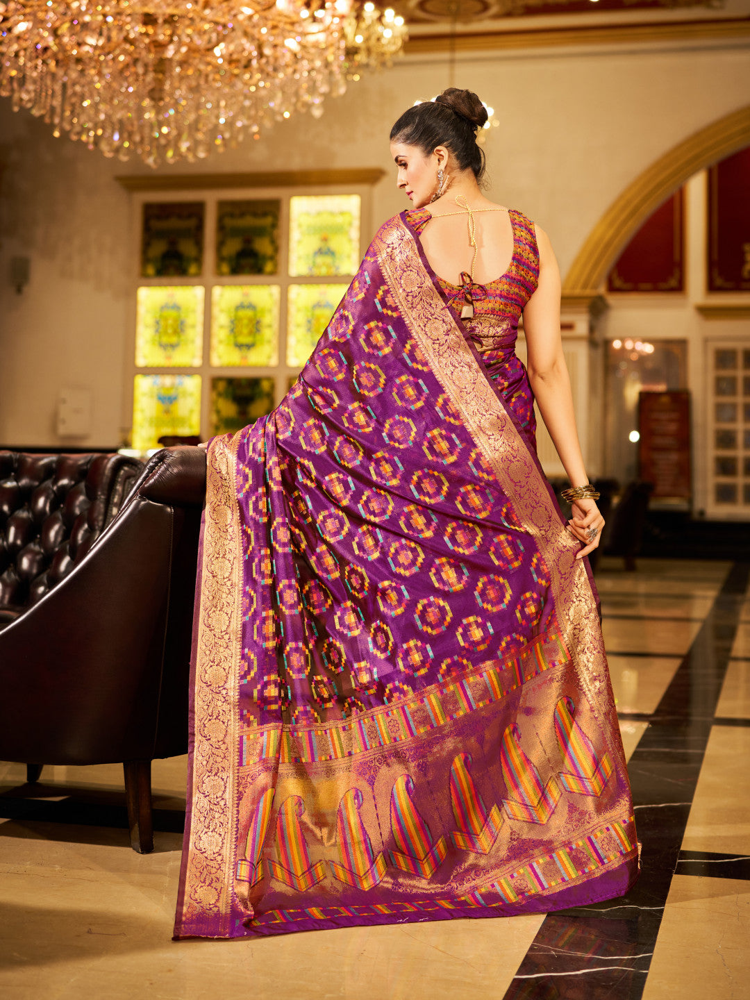 Purple Green Organza Silk Saree with Zari Weaving Work | Wedding & Festive Wear – JaipurSaaj