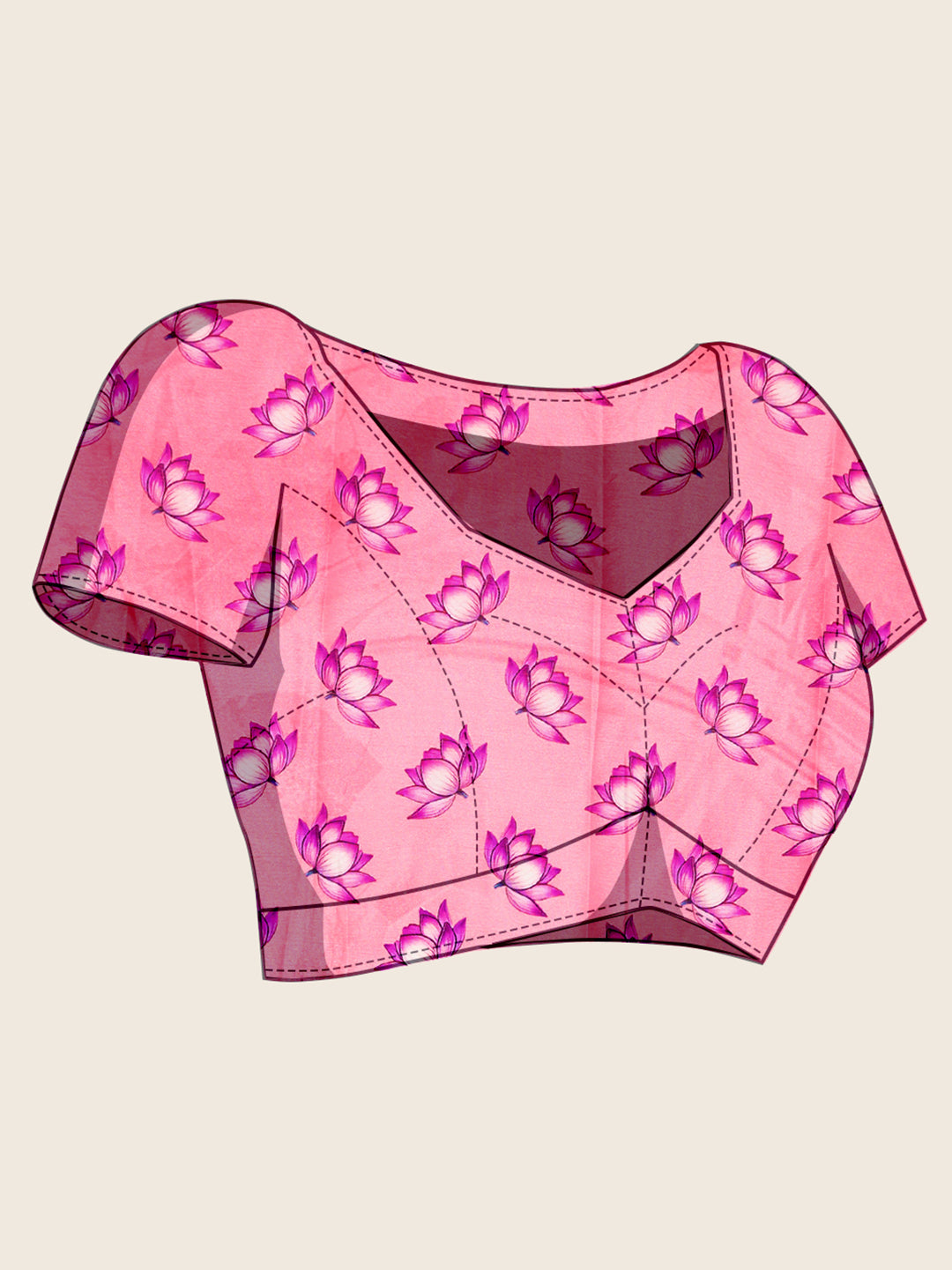 Baby Pink Soft Chinnon Silk Saree With Digital Printed Work