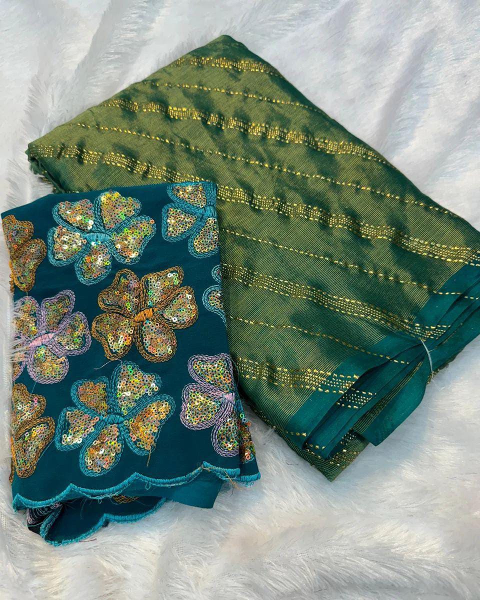 Firoji Brasso Silk Saree With Foil Work