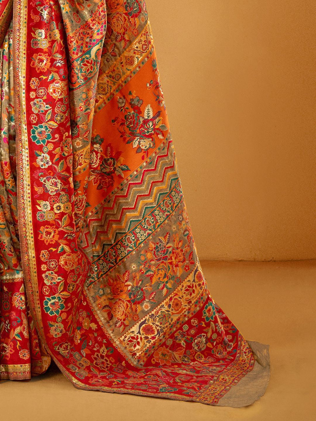 Gray Pashmina Silk Saree With Traditional Woven Design | Festive & Wedding Wear – JaipurSaaj