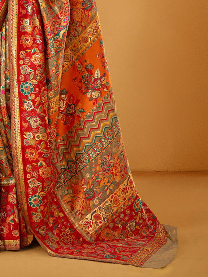 Gray Pashmina Silk Saree With Traditional Woven Design | Festive & Wedding Wear – JaipurSaaj